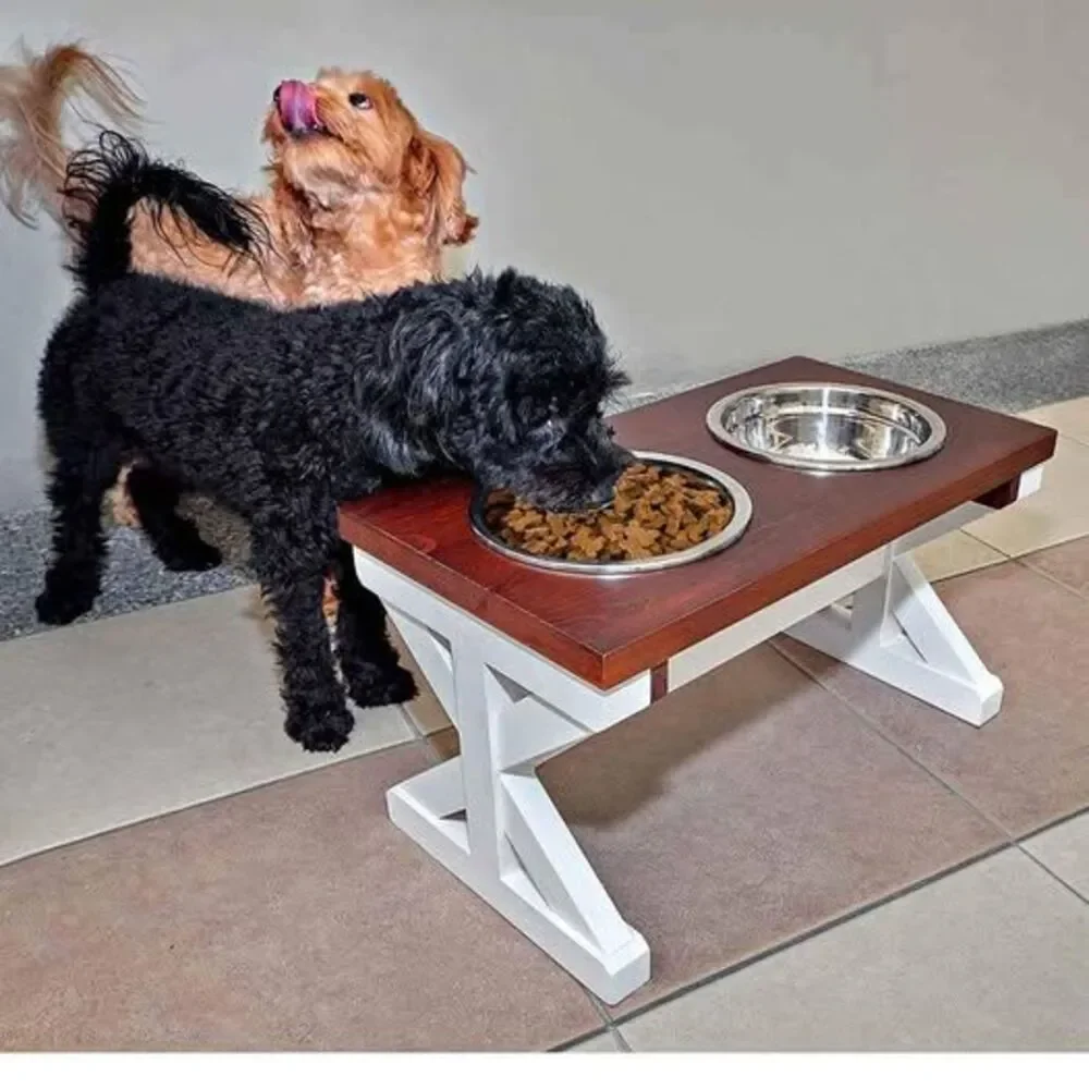 Modern Farmhouse Dog Bowl Stand, Dog Bowls Elevated Dog Food Stand, Raised Dog B